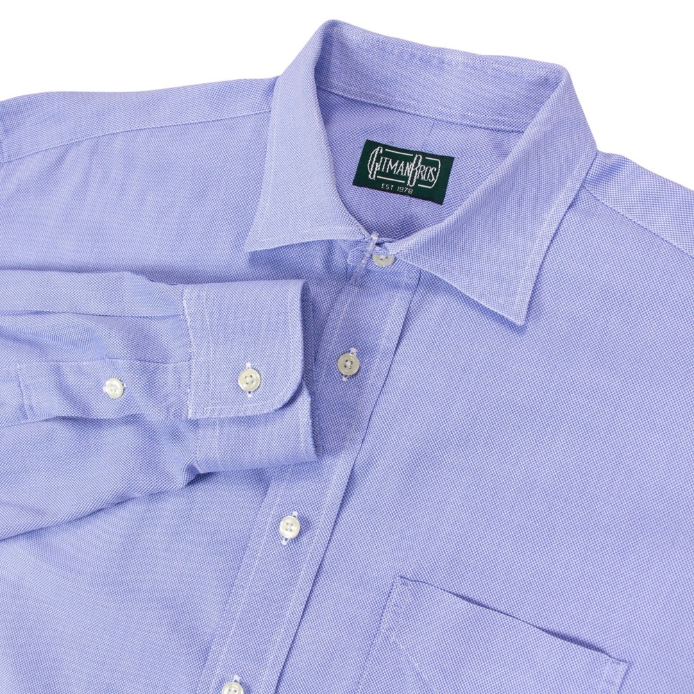 Gitman Bros Mens 17-34 Blue Oxford Button Down Shirt Made in USA Long Sleeve